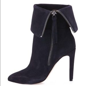 Neiman Marcus Navy Suede Bootie